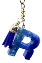 Blue Camo Resin Initial Keychain - R
