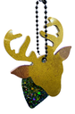 Brown Deer Head with Green Leaf Keychain