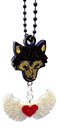 Black Wolf w/White Angel Wings Keychain