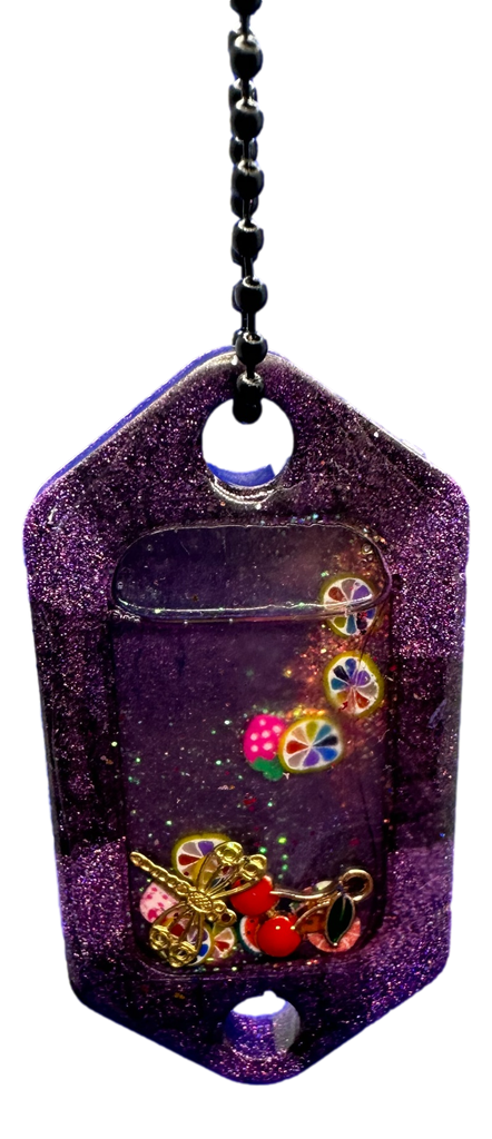 2-Tone Purple Glitter Shaker Pendant Keychain