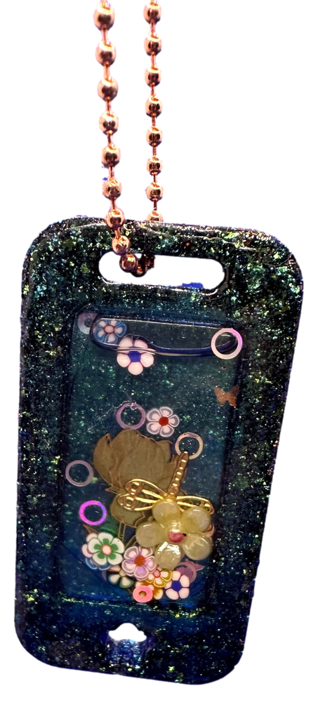 Rich Green Glitter Shaker Pendant Keychain