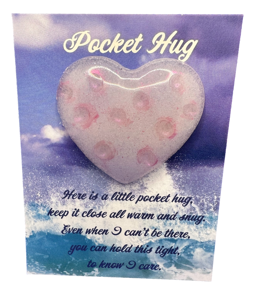 White with Magenta Pocket Hug Heart