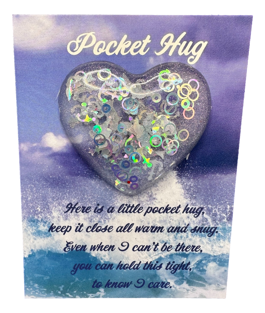 Clear Holographic Nautical Pocket Hug Heart