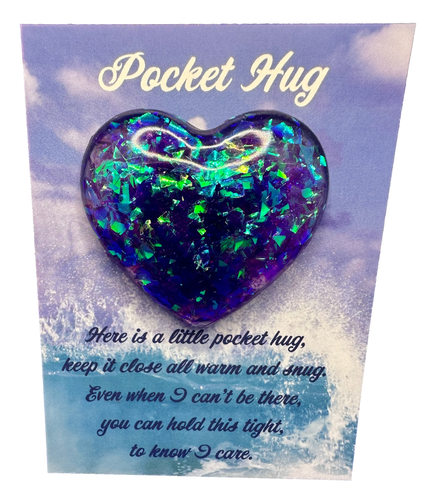 Purple with Teal Glitter Pocket Hug Heart