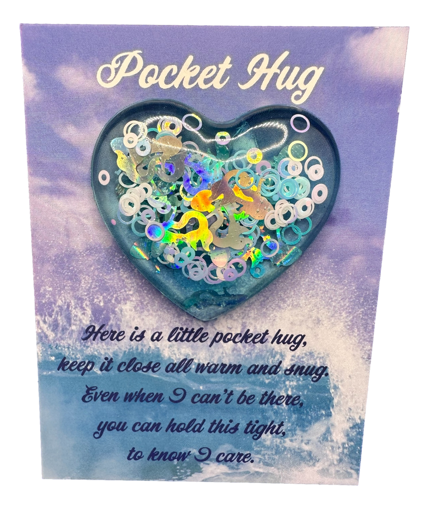 Sea Blue with Mermaids & Bubbles Pocket Hug Heart