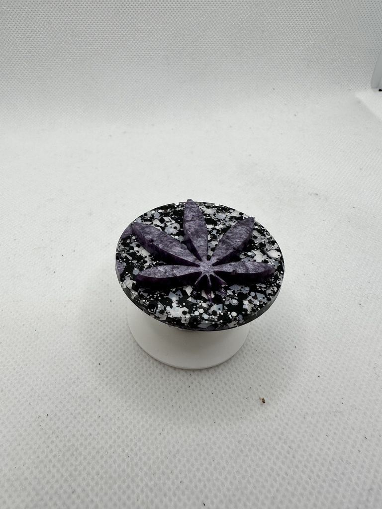 B&W Purple Pot Leaf Phone Pop