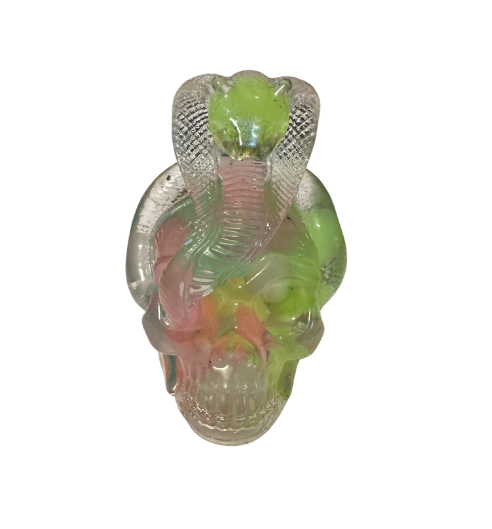 Cobra Snake Skull 3D - Silver with Flowers (copy)