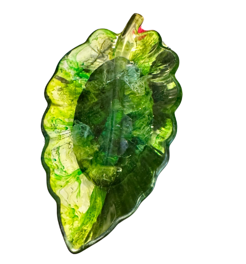 Tranquil Translucent Greenery Resin Leaf Dish