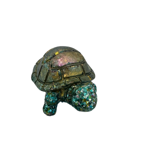Golden Shell Glitter Tiny Resin Turtle