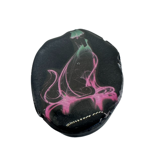 Fluorescent Cat on Black Hair Clip