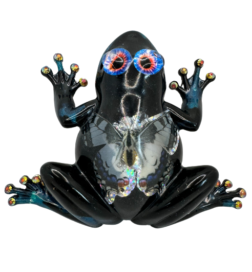 Blue-eyed Butterfly Resin Frog