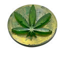 Green on Gold Pot Leaf Phone Stand