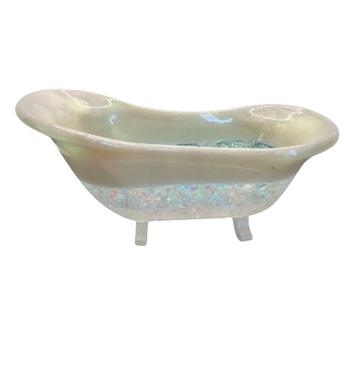 Pink Pearl Shimmer Bathtub Resin Soap Dish