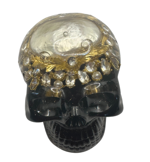 Obsidian Sparkle Resin Skull