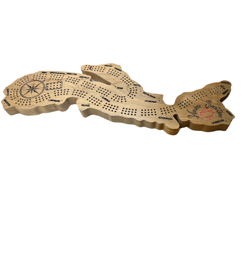 Maple Wood Nova Scotia Map Cribbage Board Game