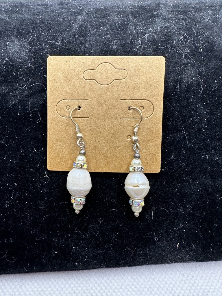 White Faux Pearl Drop Pierced Earrings  