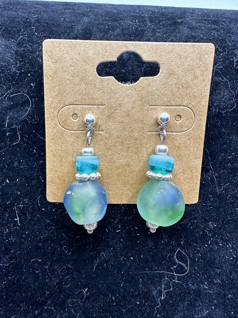 Frosted Bead Pierced Earrings 