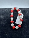 White Pearl & Red Coral Bracelet