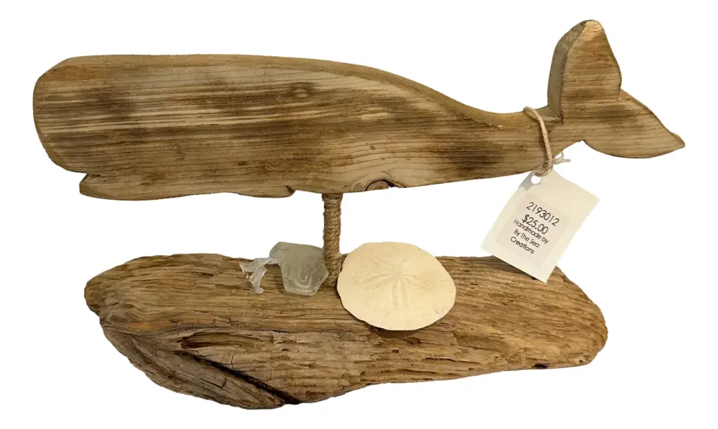 Driftwood Whale with Shells & Seaglass