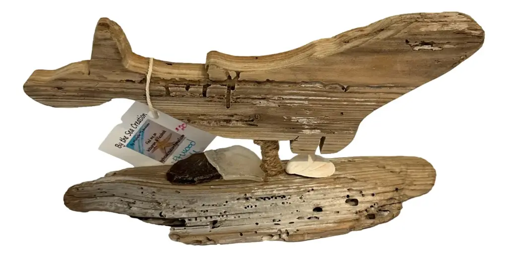 Driftwood Whale with Seaglass & Shells