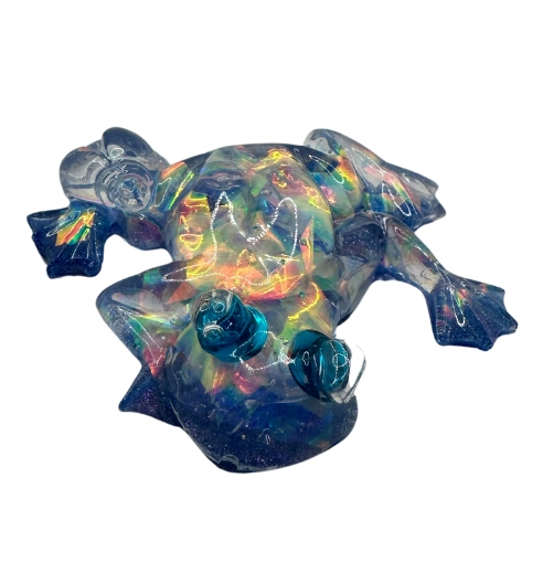Blue Iridescent Resin Frog