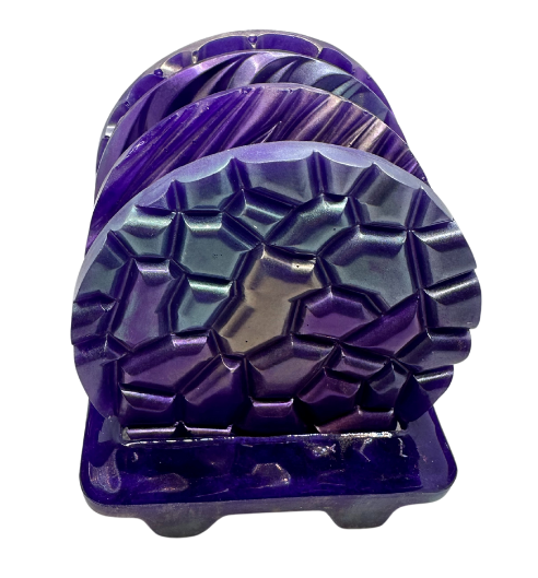 Stunning Purple Tone Coaster Set with Tray 