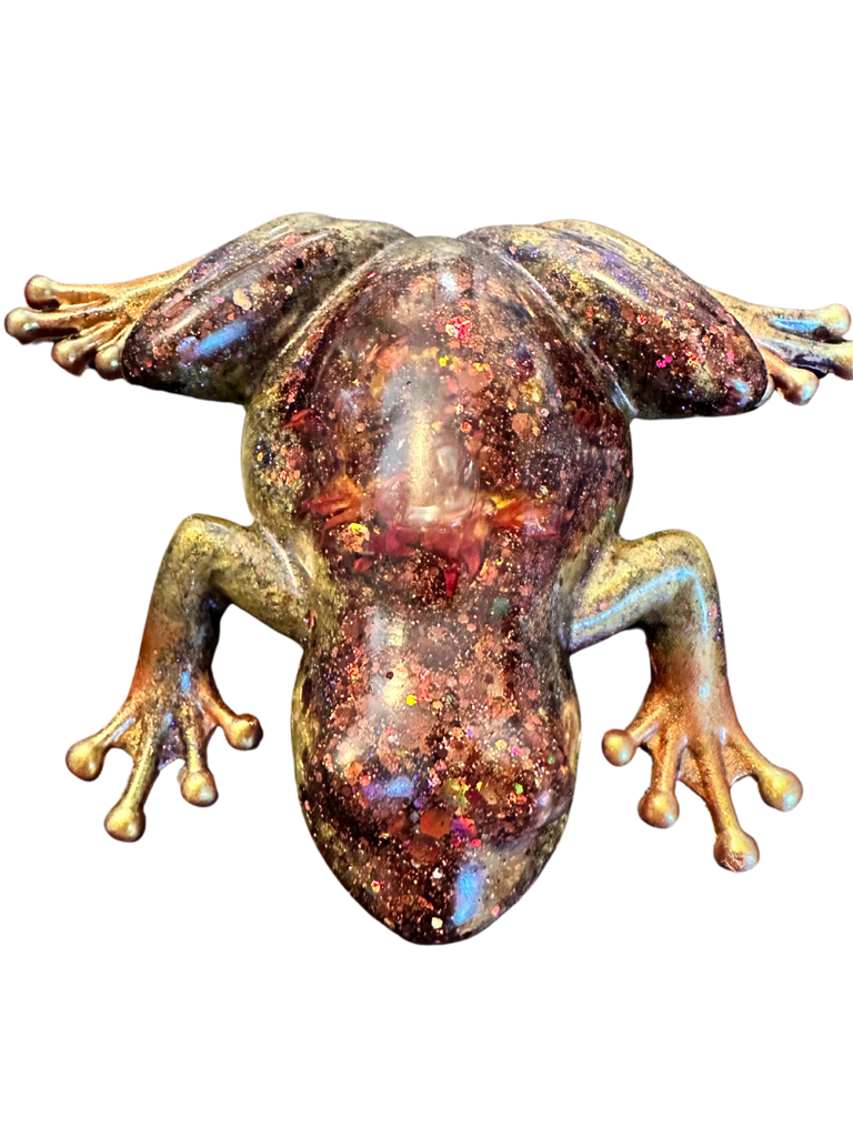Hidden Blossom Hops Resin Frog  