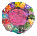 Diamond-cut Resin Ashtray - Iridescent with Colourful Dice 