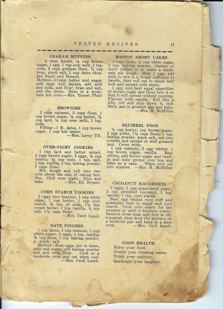 Vintage Cookie Recipe Pg 17