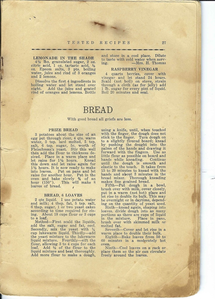 Vintage Bread Recipe Pg 27