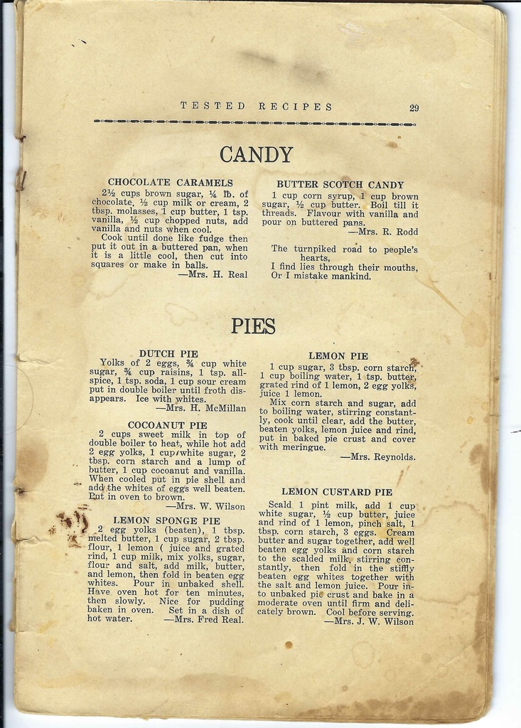 Vintage Candy & Pies Recipe Pg 29