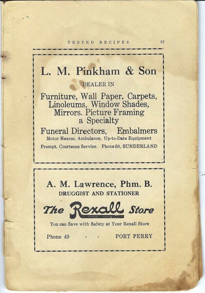Vintage Recipe Book Advertisement Pg 37