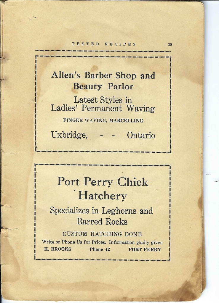 Vintage Recipe Book Advertisement Pg 39