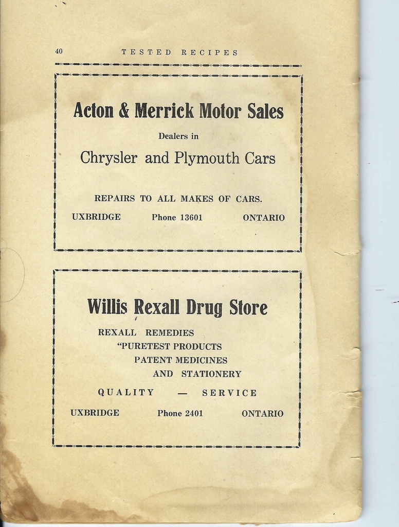 Vintage Recipe Book Advertisement Pg 40
