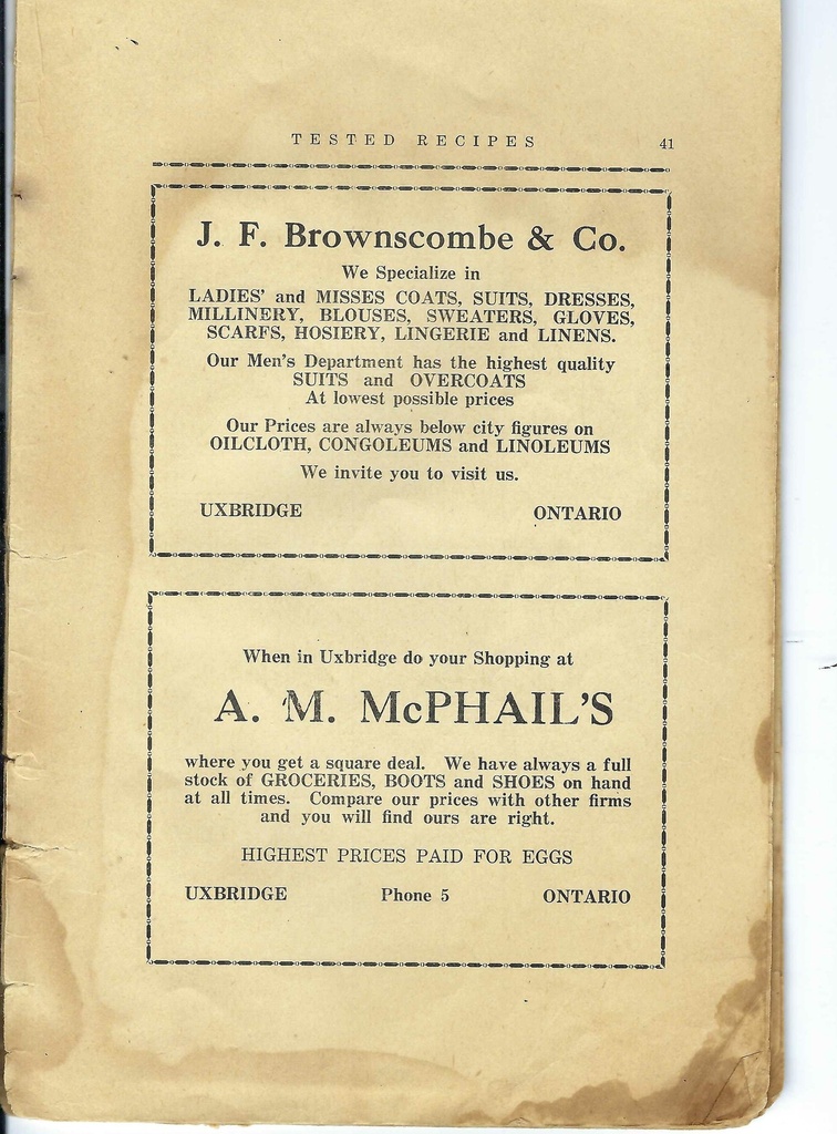 Vintage Recipe Book Advertisement Pg 41