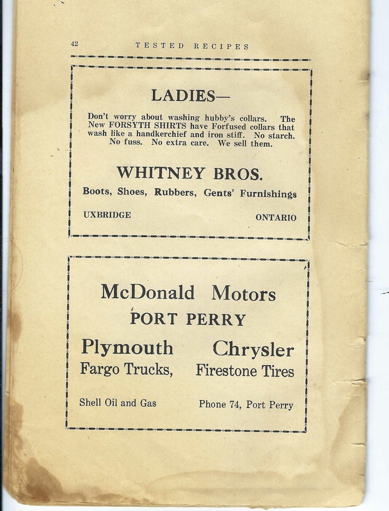 Vintage Recipe Book Advertisement Pg 42