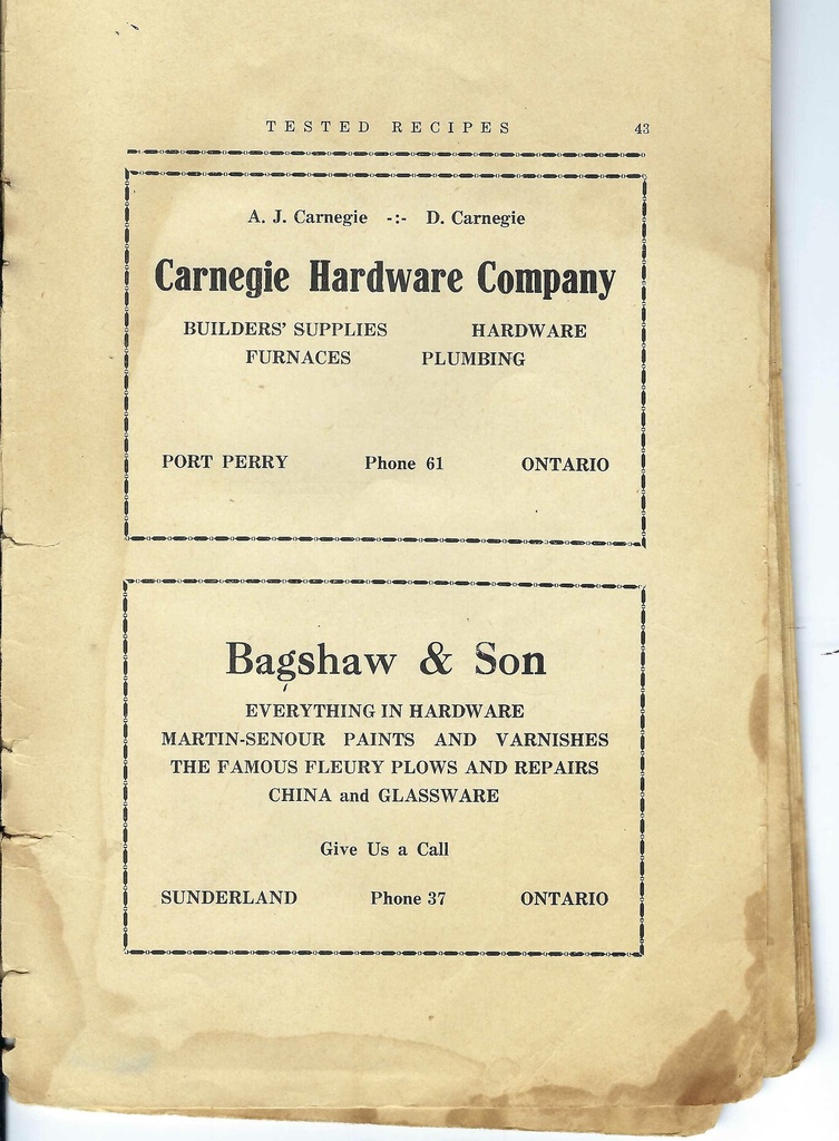 Vintage Recipe Book Advertisement Pg 43