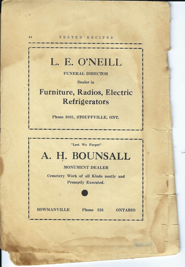Vintage Recipe Book Advertisement Pg 44
