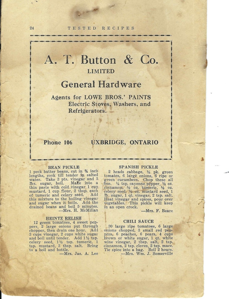 Vintage Condiment Recipe Book Pg 24