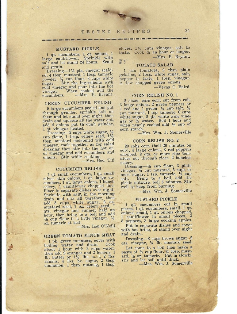 Vintage Condiment Recipe Book Pg 25