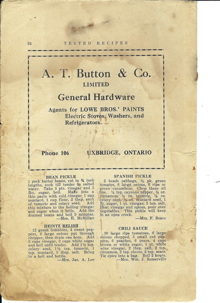 Vintage Condiment Recipe Book Pg 24
