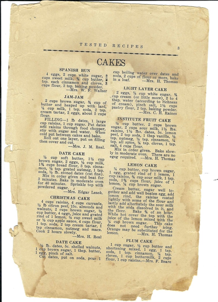 Vintage Cake Recipe Pg 3