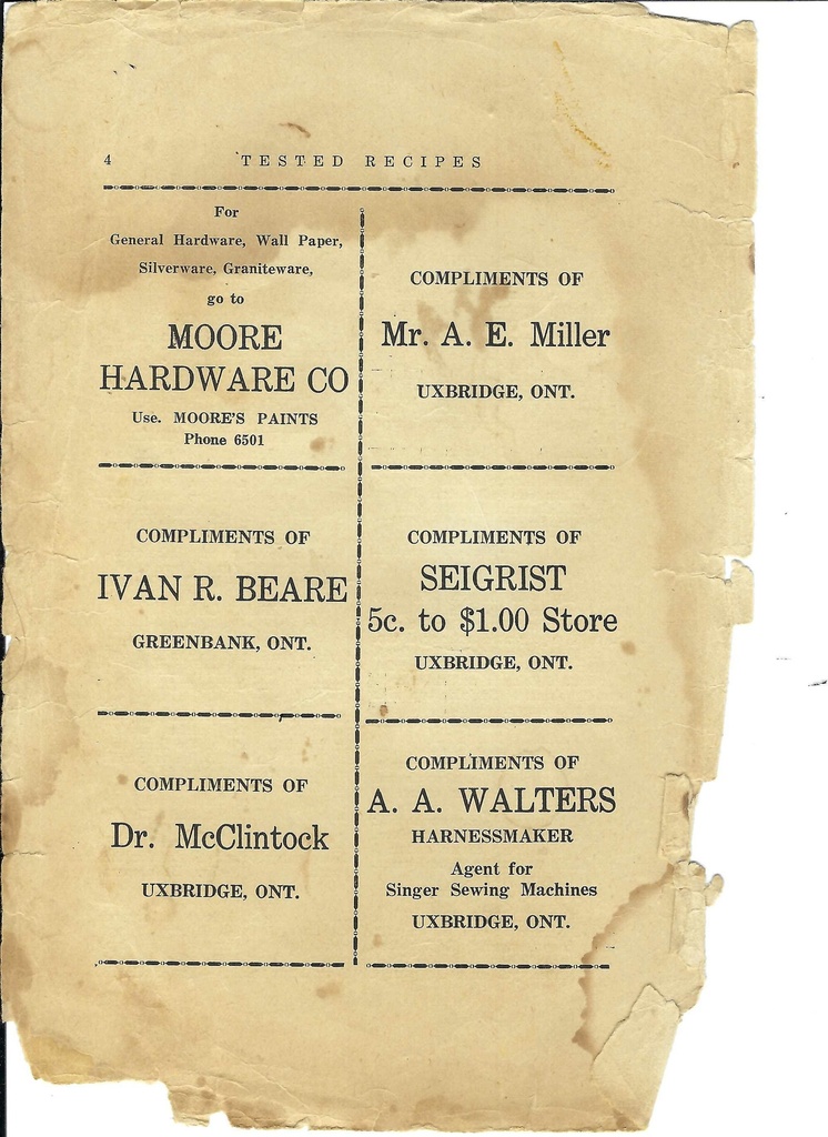 Vintage Recipe Book Advertisement Pg 4
