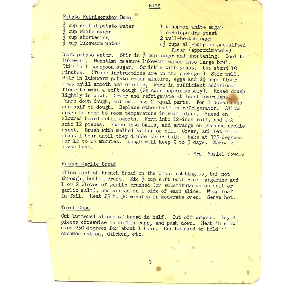 Vintage Typed Quick Bread Recipes Pg 3