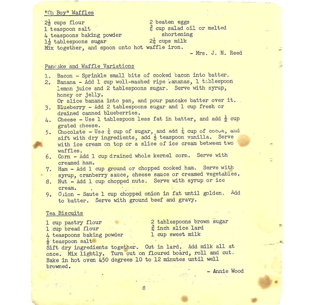 Vintage Typed Quick Bread Recipes Pg 8