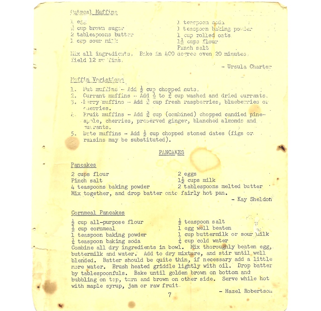 Vintage Typed Quick Bread Recipes Pg 7 
