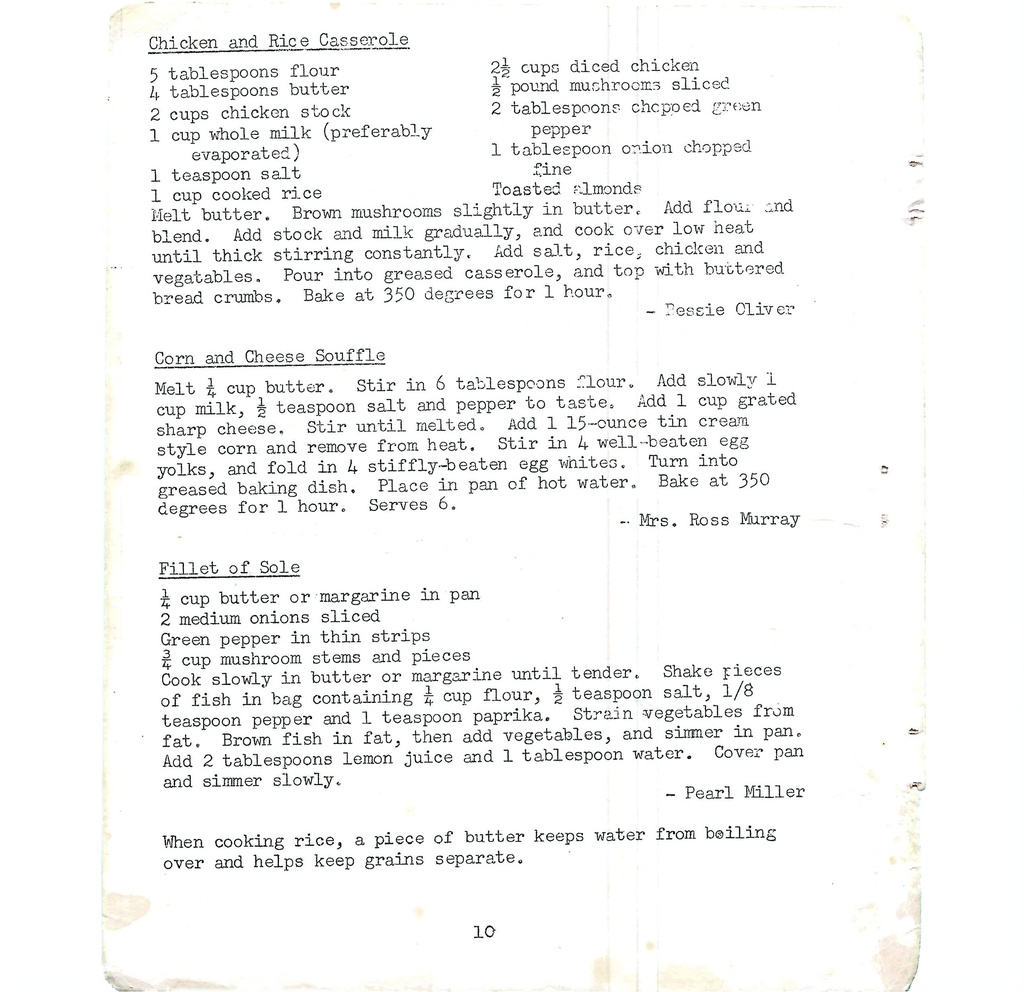 Vintage Typed Supper Dish Recipes Pg 10