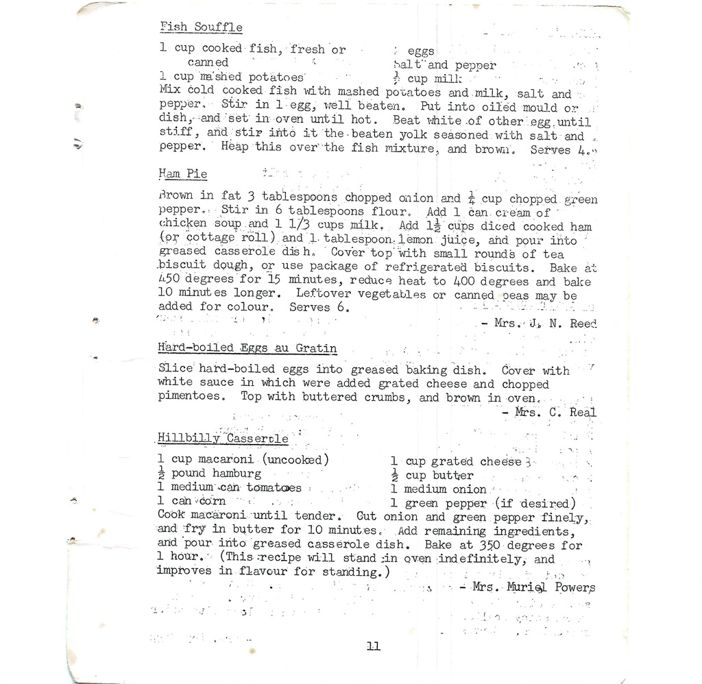 Vintage Typed Supper Dish Recipes Pg 11