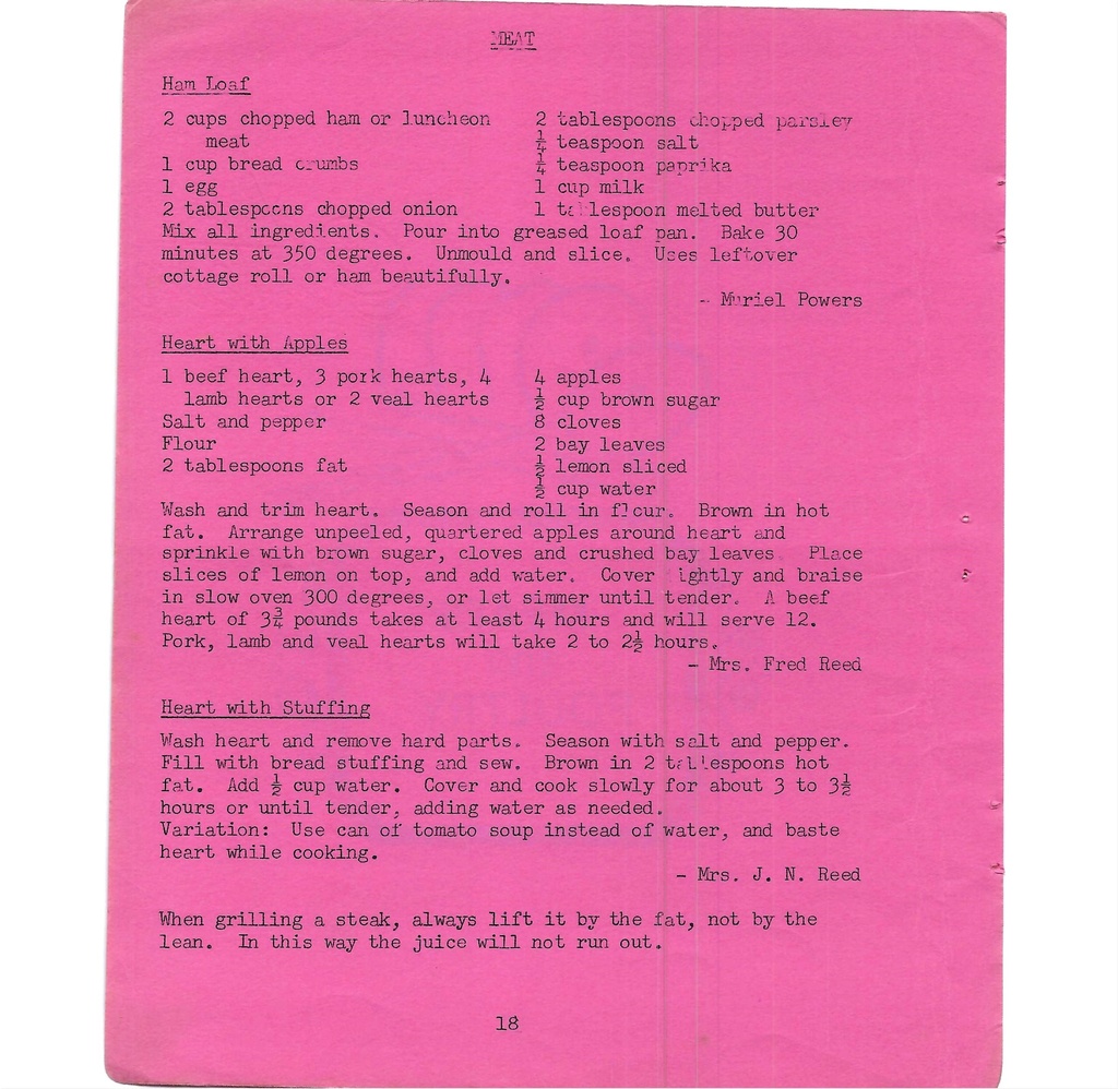 Vintage Typed Meats & Poultry Recipes Pg 18
