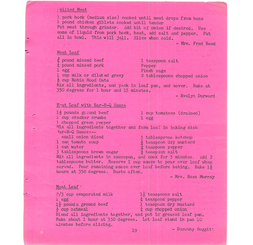 Vintage Typed Meats & Poultry Recipes Pg 19